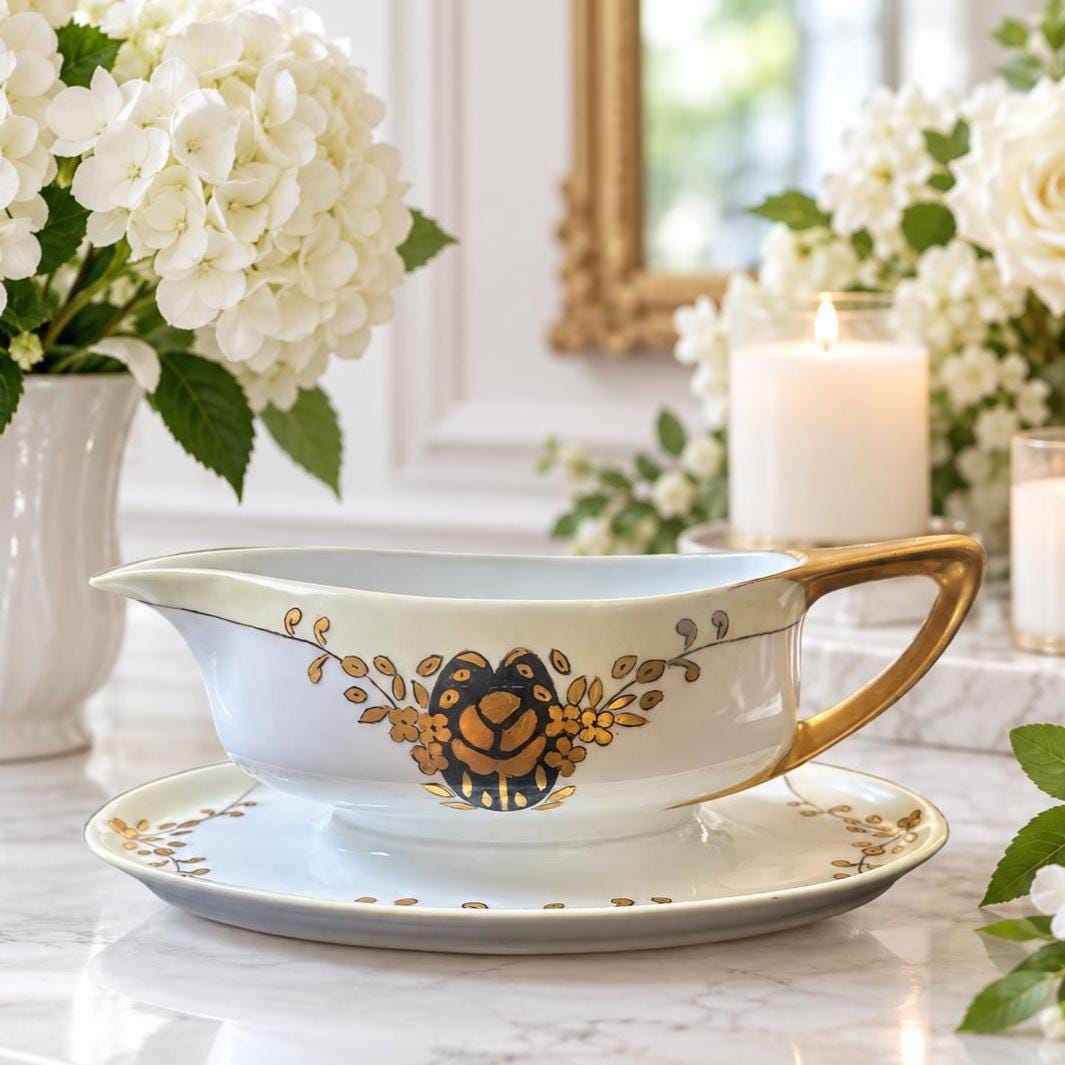 Rosenthal Donatello Gravy Boat – Gold Trim, Art Deco, c.1907–1930