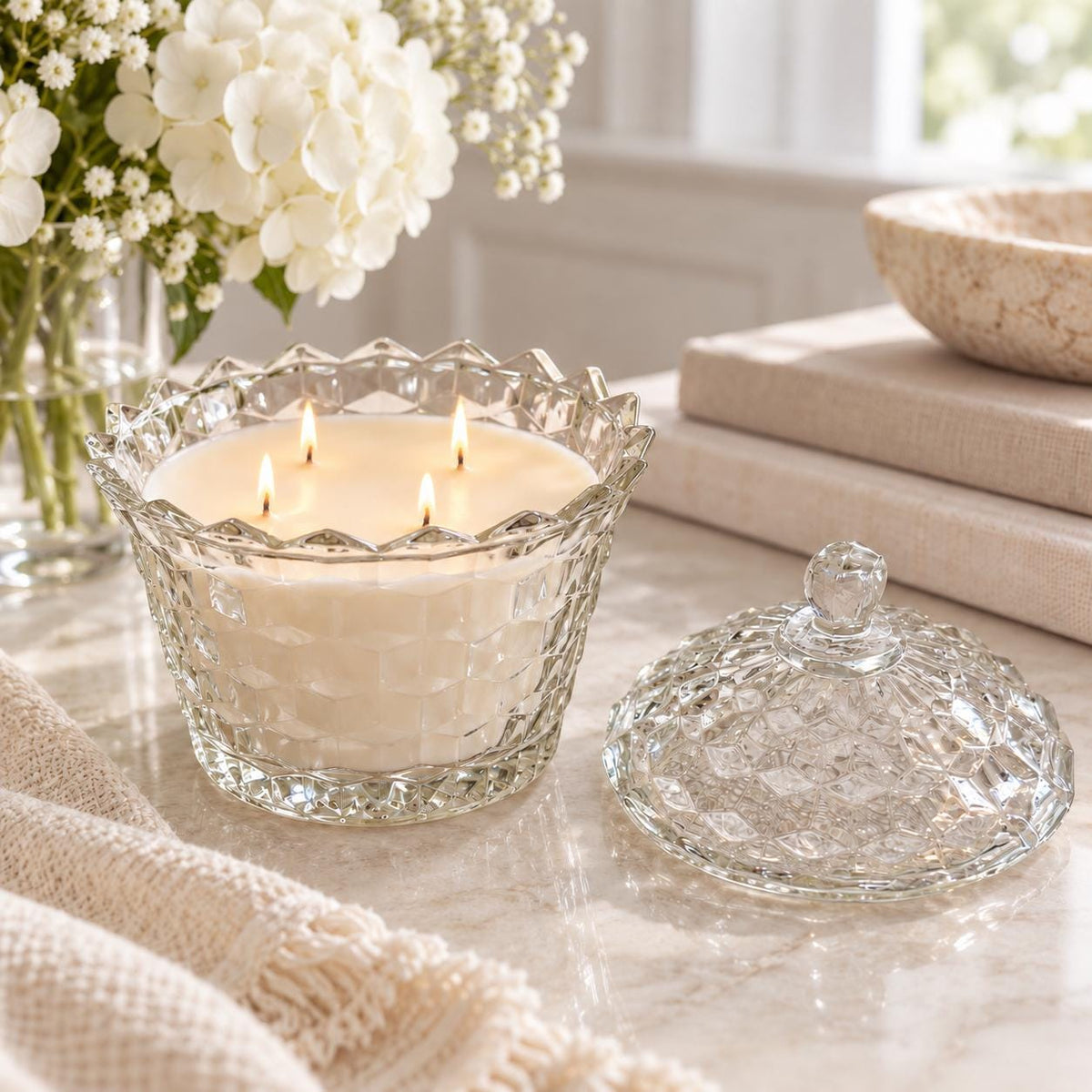 Scented Vintage Glass Candle, Thoughtful Gift for Vintage Lover