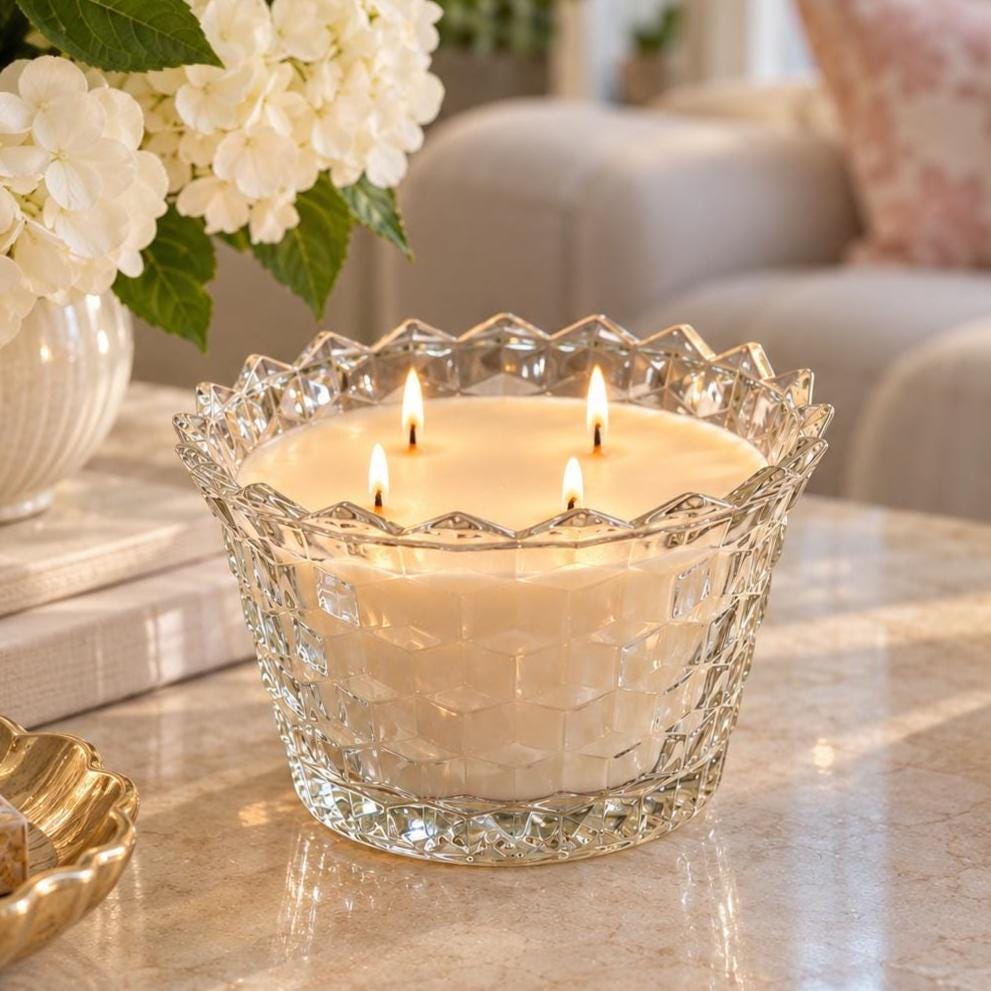 Scented Vintage Glass Candle, Thoughtful Gift for Vintage Lover