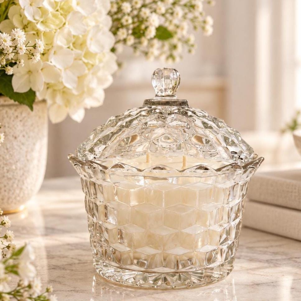Scented Vintage Glass Candle, Thoughtful Gift for Vintage Lover