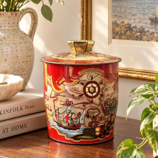 Vintage Baret Ware Biscuit Tin Candle – Mayflower Nautical Soy Candle