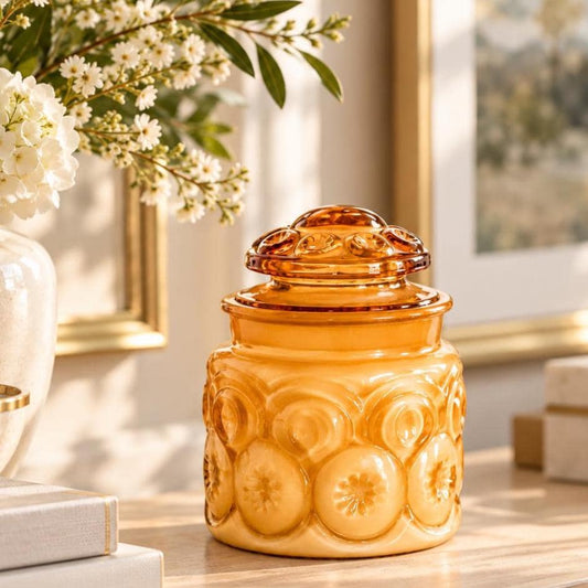Vintage Candle in Amber Glass Canister