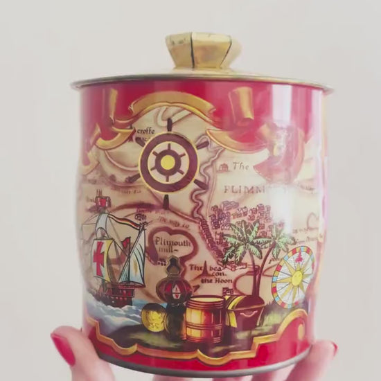Vintage Tin Candle, Fall Soy Candle, England Biscuit Tin, Nautical Mayflower Voyage