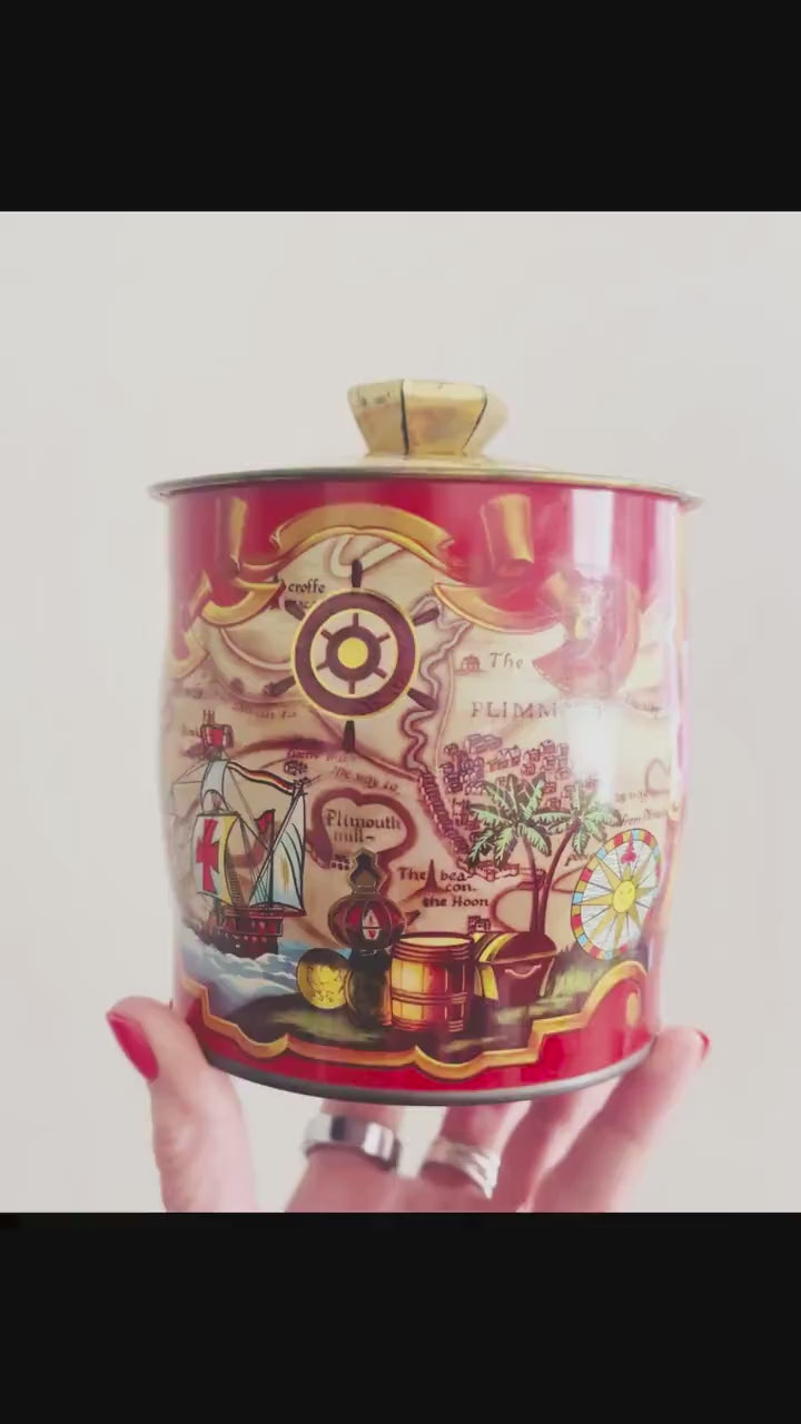 Vintage Tin Candle, Fall Soy Candle, England Biscuit Tin, Nautical Mayflower Voyage
