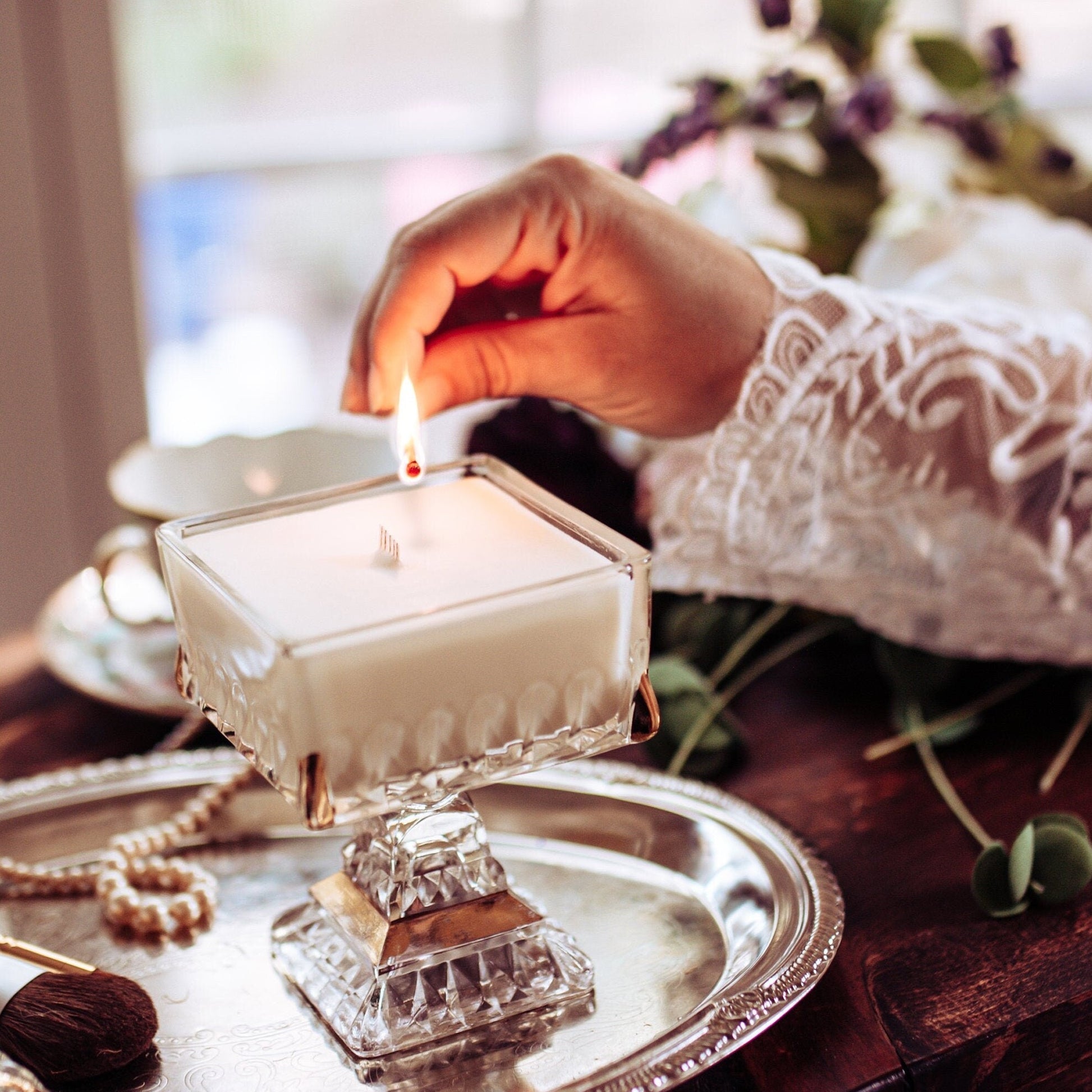 Soy Candle in Vintage Jeannette Wedding Box