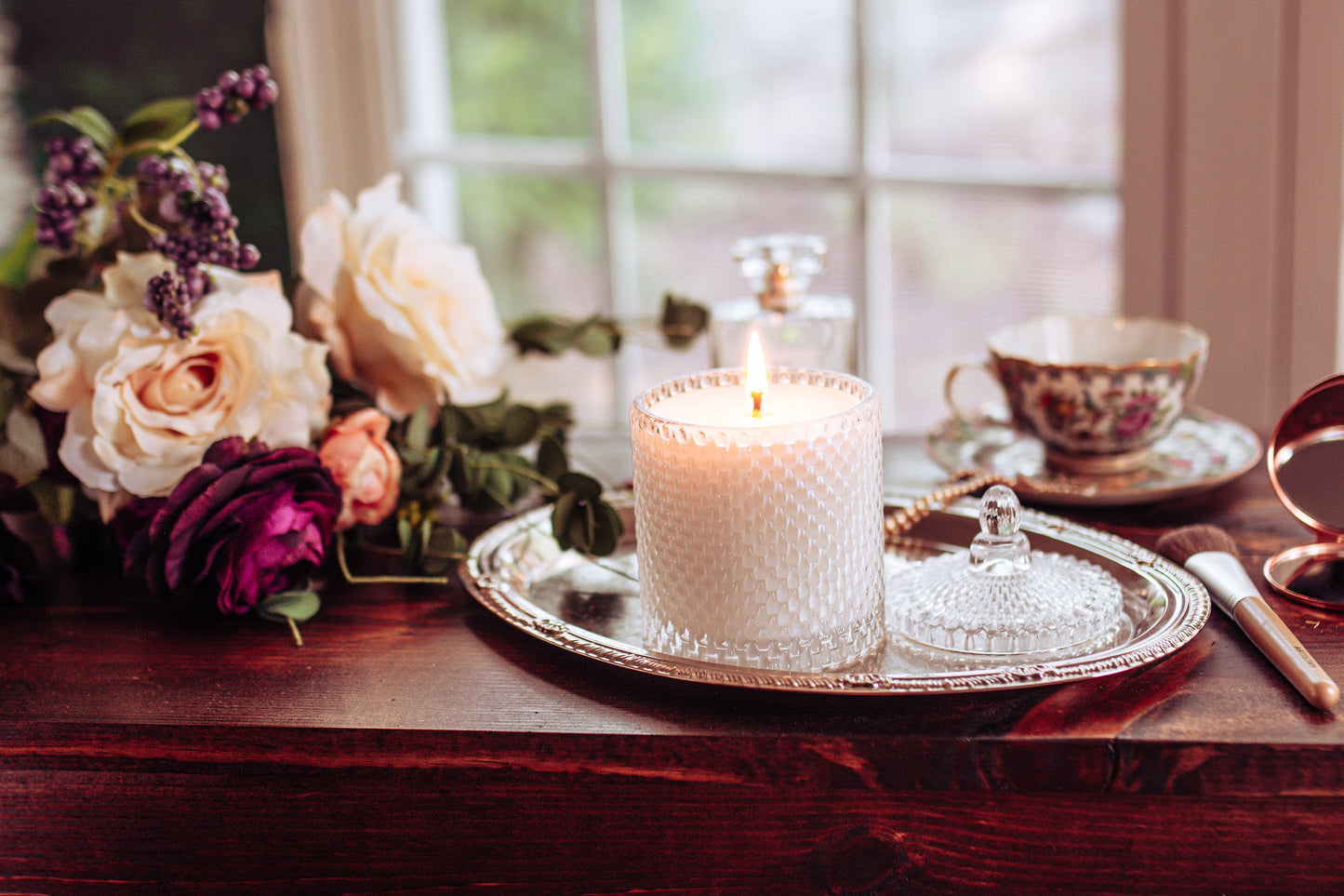 Soy Candle in Vintage Style Candy Dish
