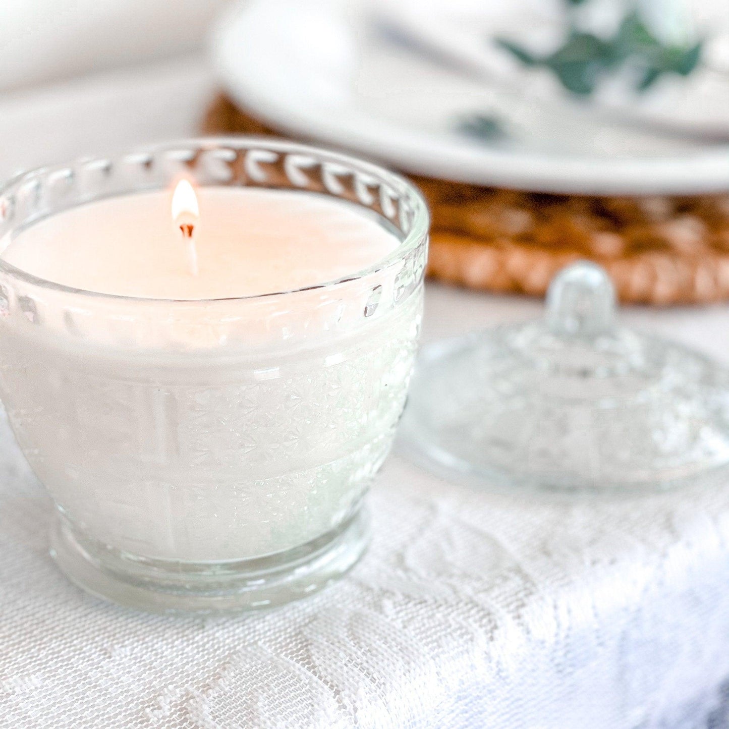Scented Soy Candle in Vintage Candy Dish - RetroWix 