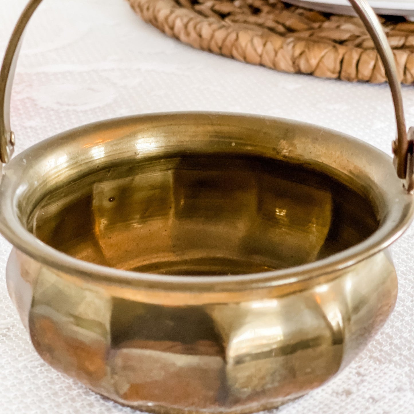 Vintage Brass Trinket Dish - Basket
