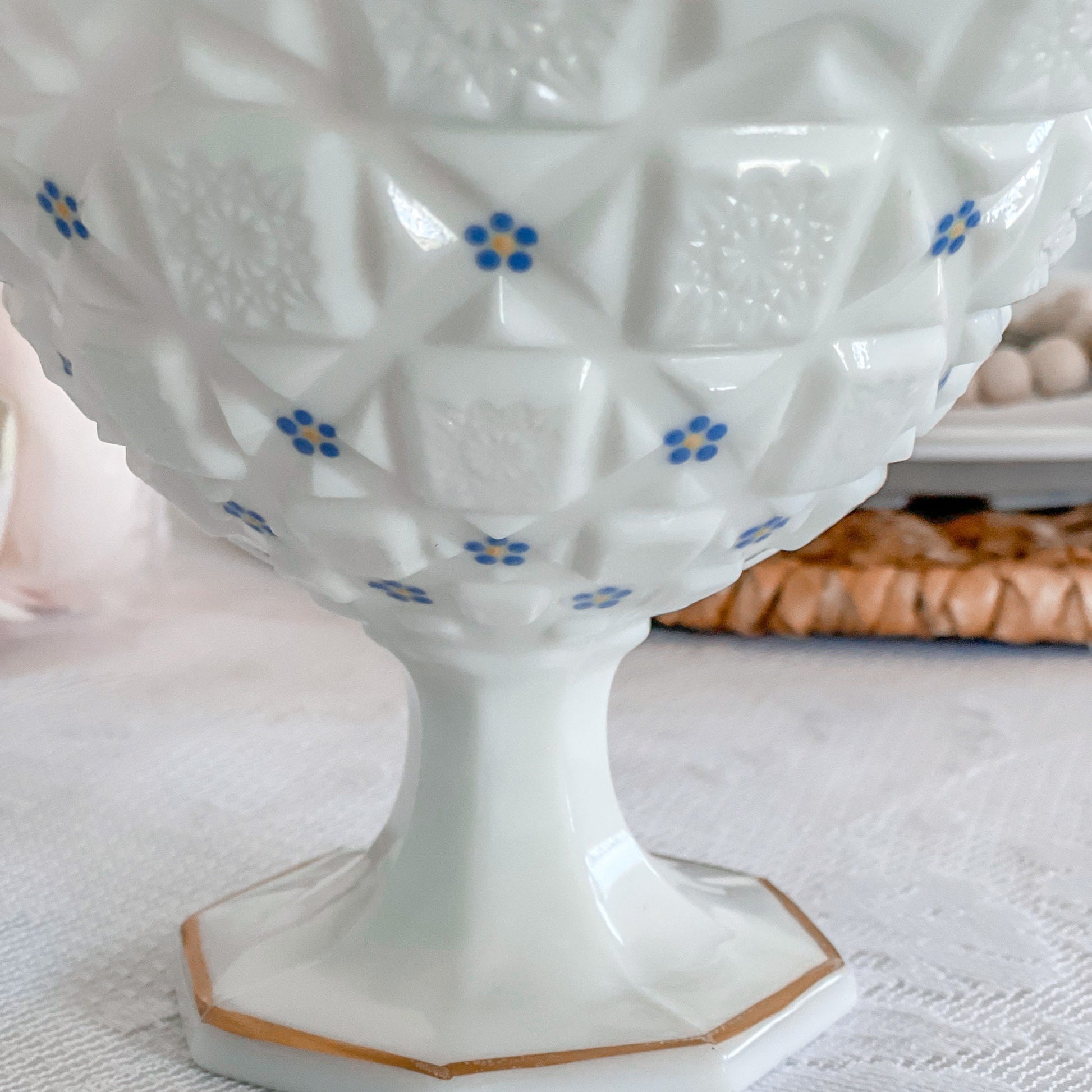 Soy Candle in Vintage Milk Glass Footed Bowl