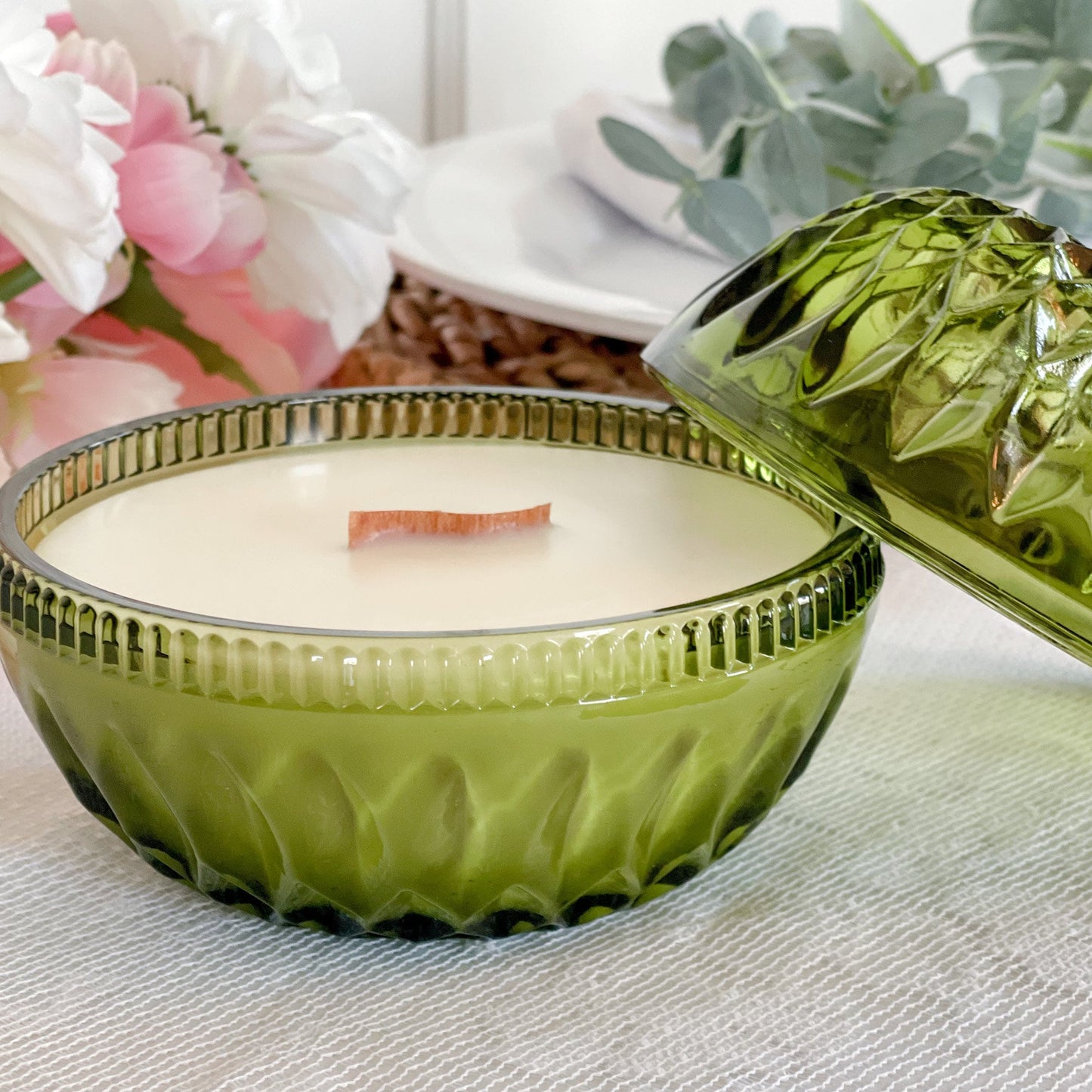 Cypress & Bayberry Holiday Soy Candle in Vintage Pumpkin Candy Dish