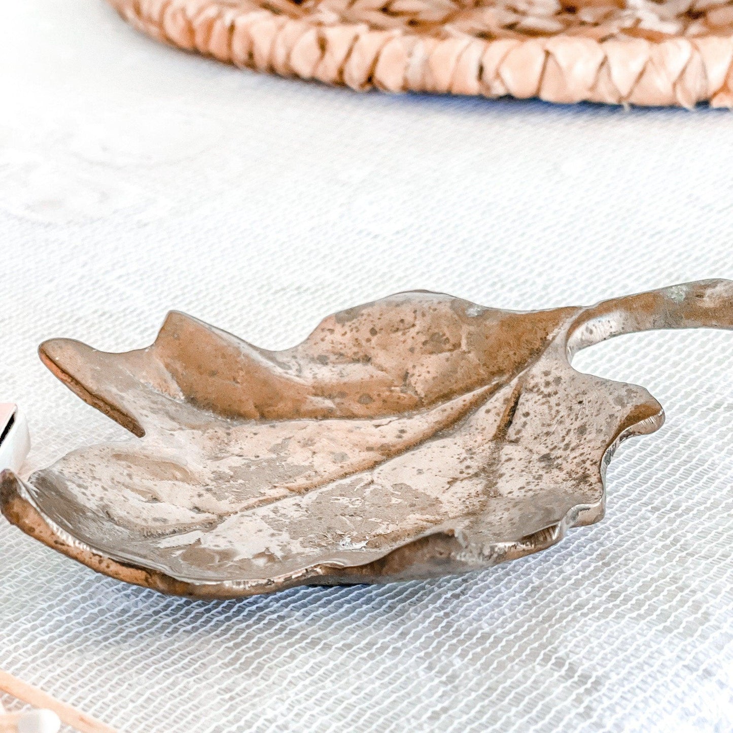 Vintage Brass Maple Leaf Trinket Dish - RetroWix 