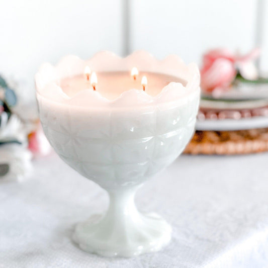 Scented Candle in Milk Glass Vase - RetroWix 