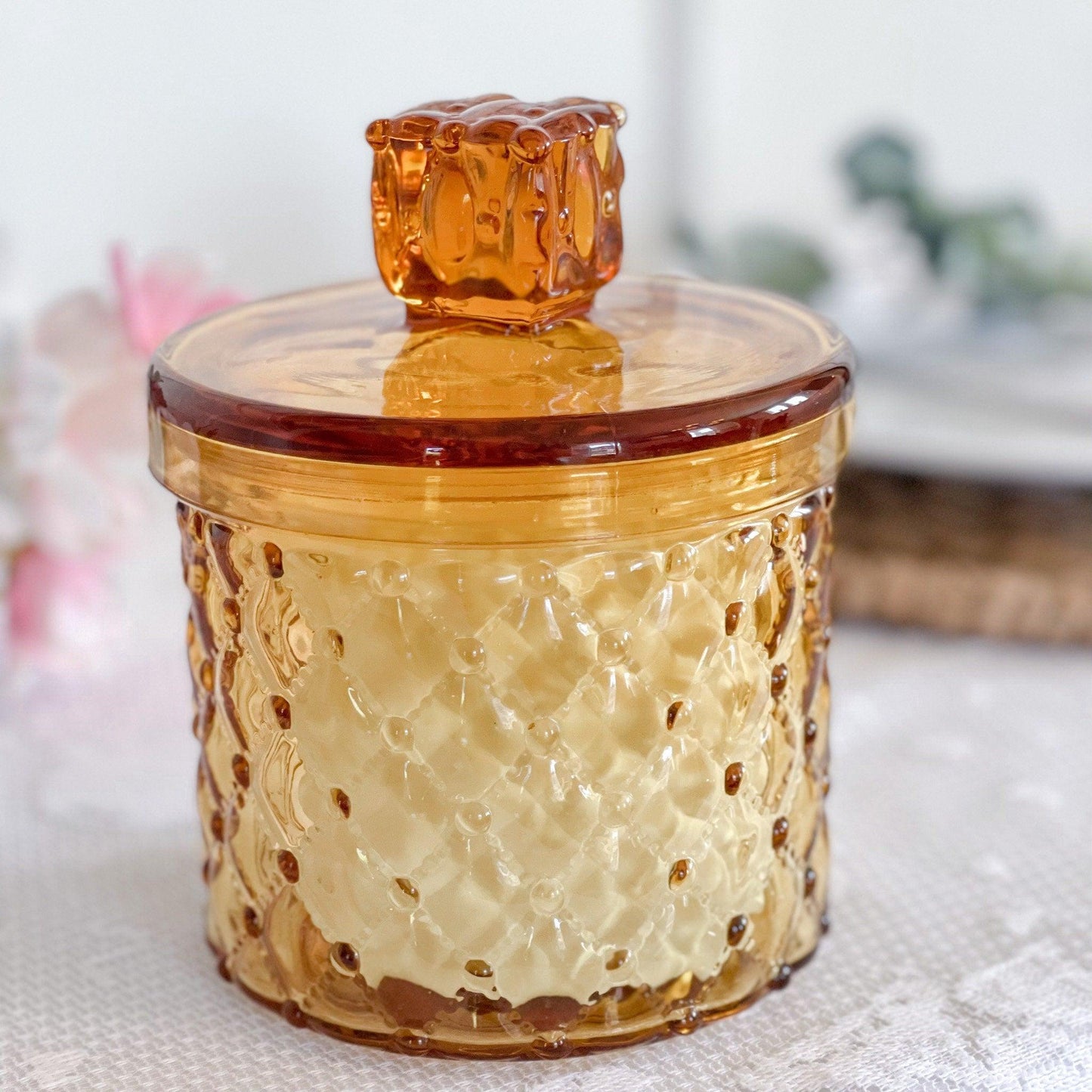 Unique Candle in Vintage Amber Jar - RetroWix 