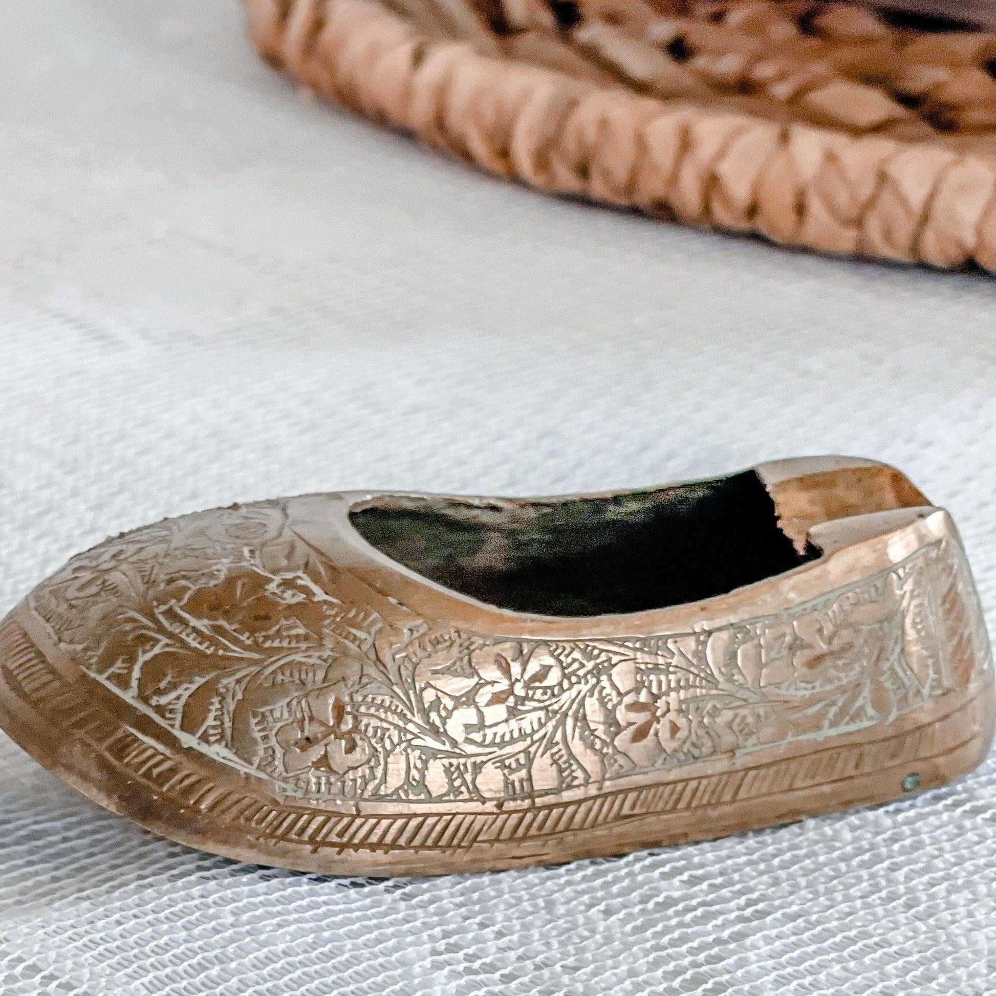 Vintage Brass Shoe Ashtray - RetroWix 
