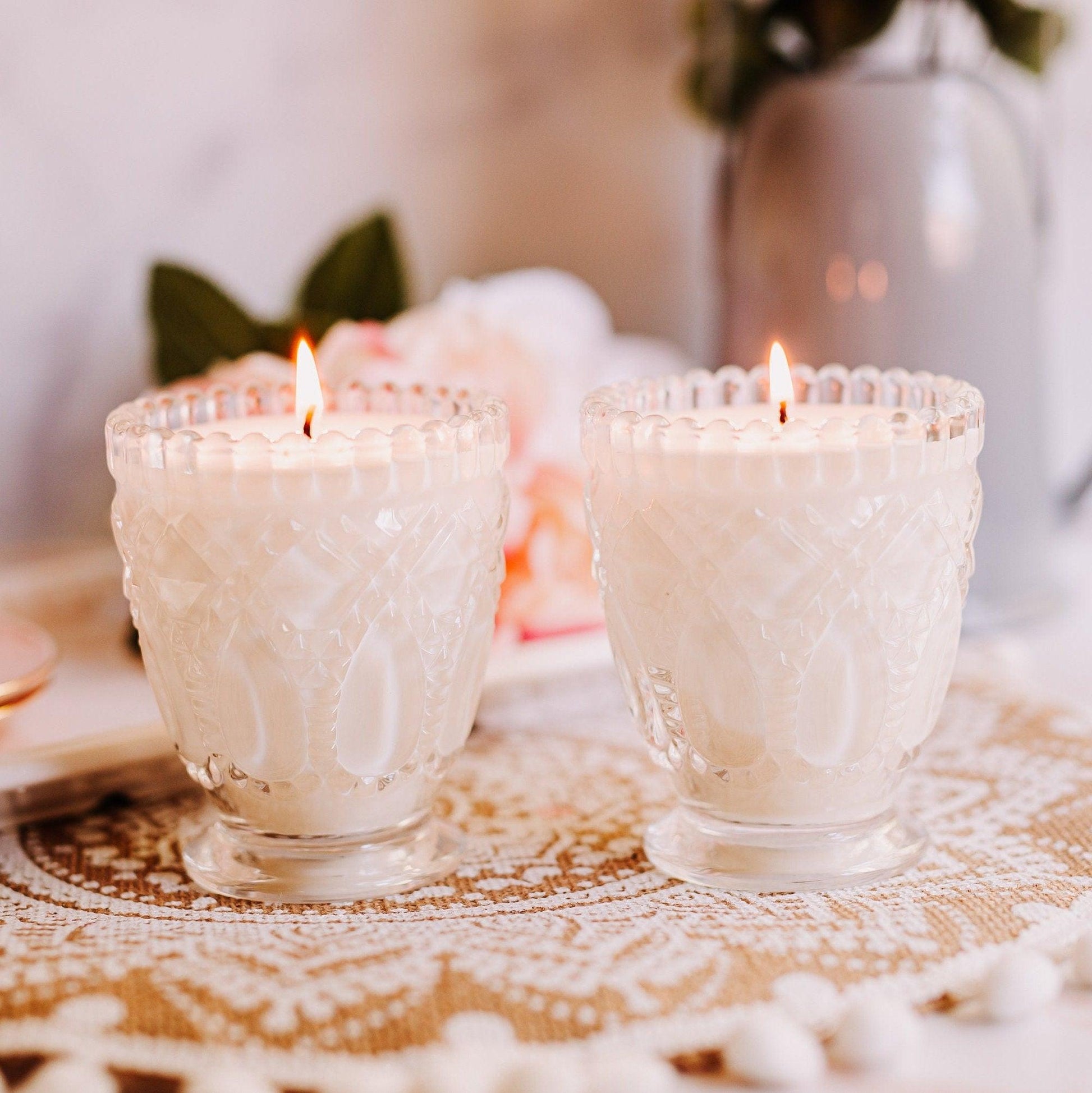 Soy Candle in Vintage Style Glass Votives - RetroWix 