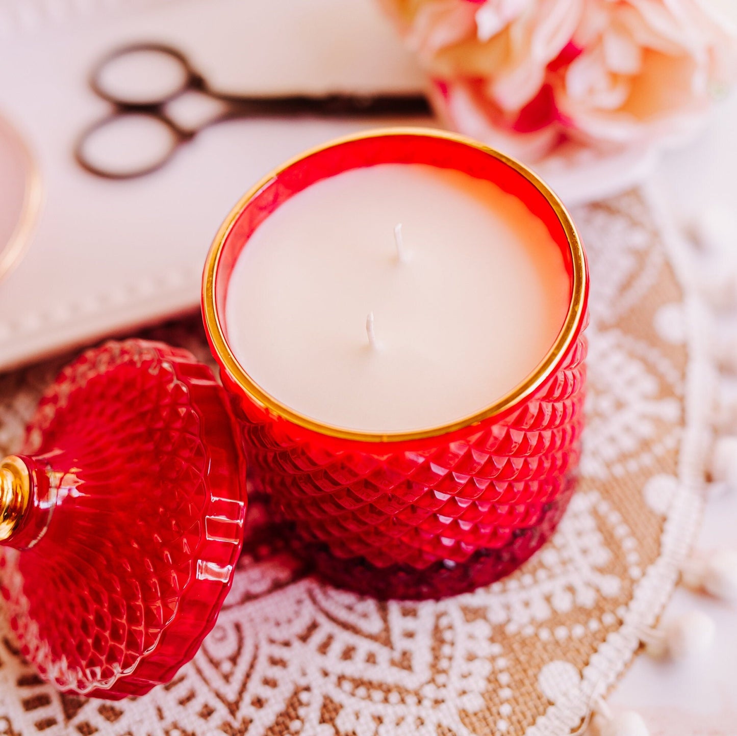 Valentines Day Vintage Style Candle