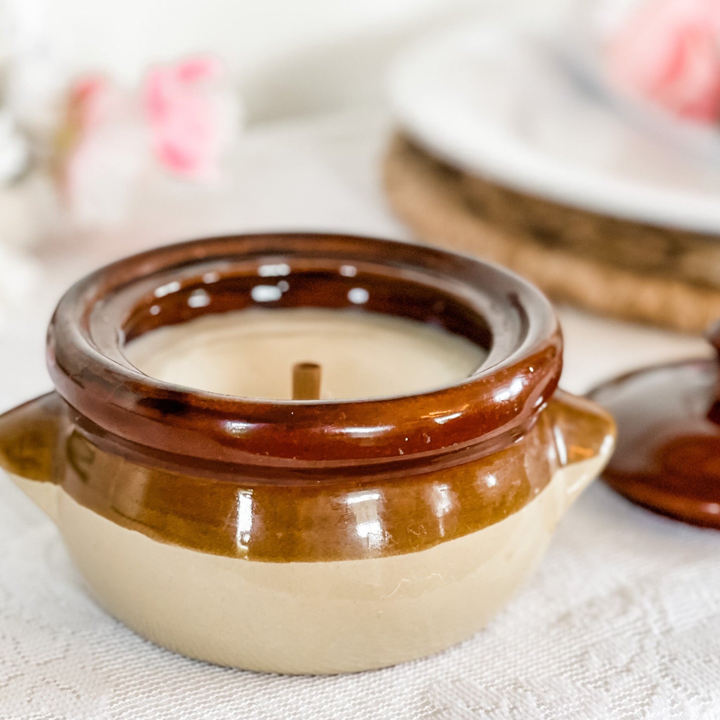 Scented Candles, Vintage Pottery Bowls, Coworker Gift, Farmhouse Decor