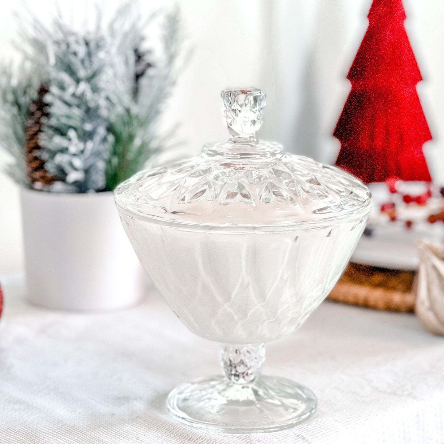 Hand Poured Lavender Vanilla Candle in Vintage Candy Dish