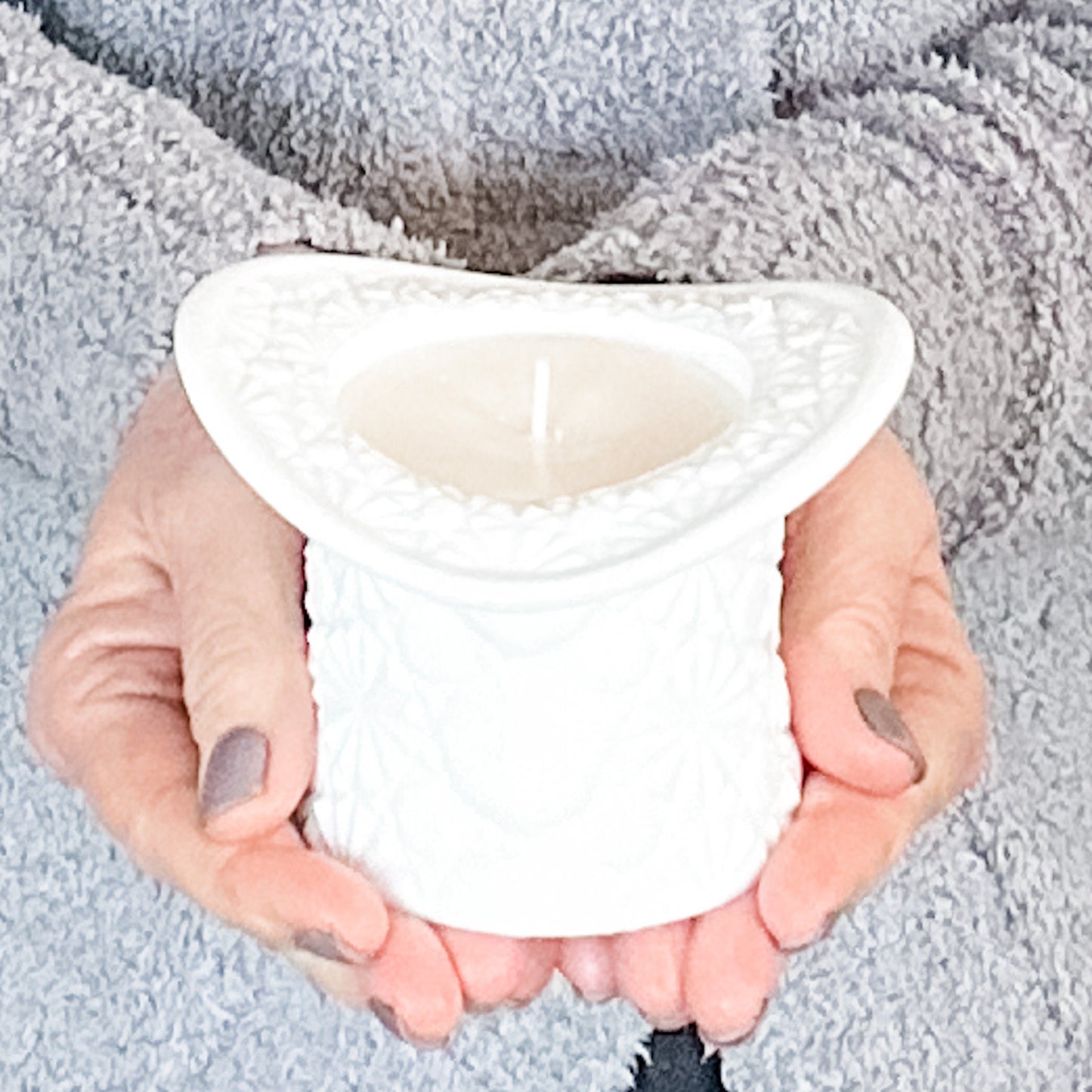 Scented Candle in Milk Glass Top Hat