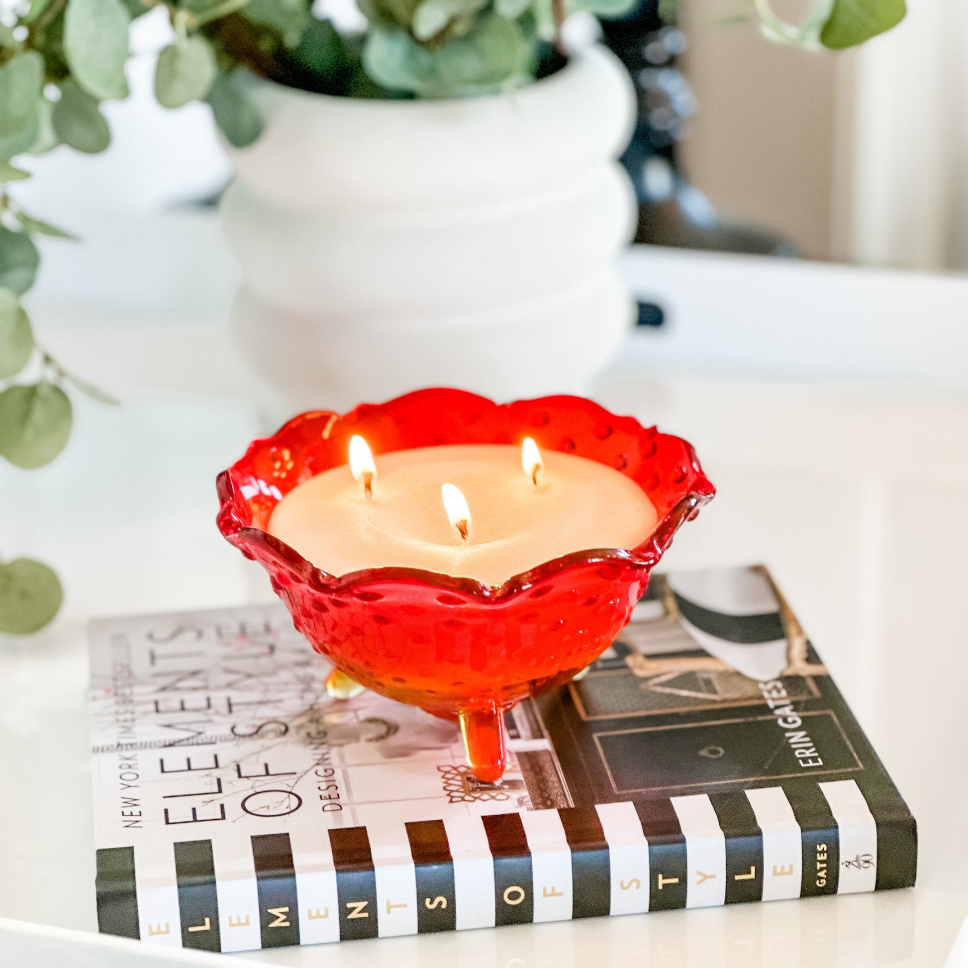 Soy Candle in Vintage Hobnail Glass Bowl