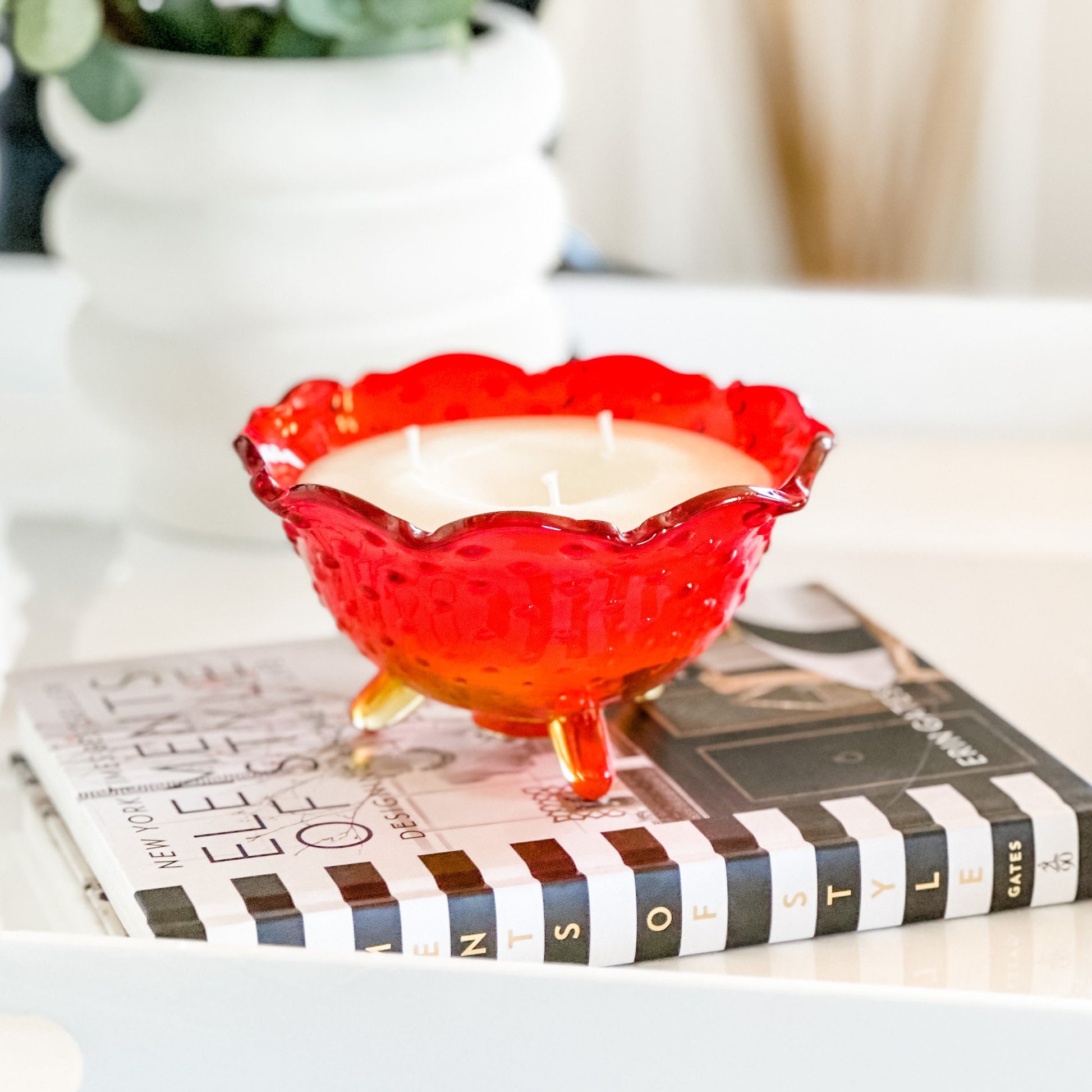 Soy Candle in Vintage Hobnail Glass Bowl