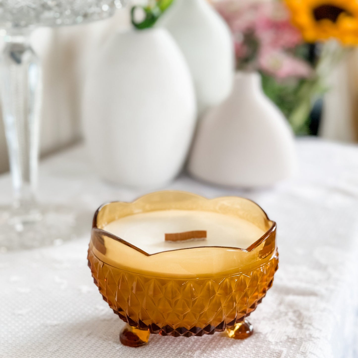 Scented Candle in Amber Bon Bon Dish