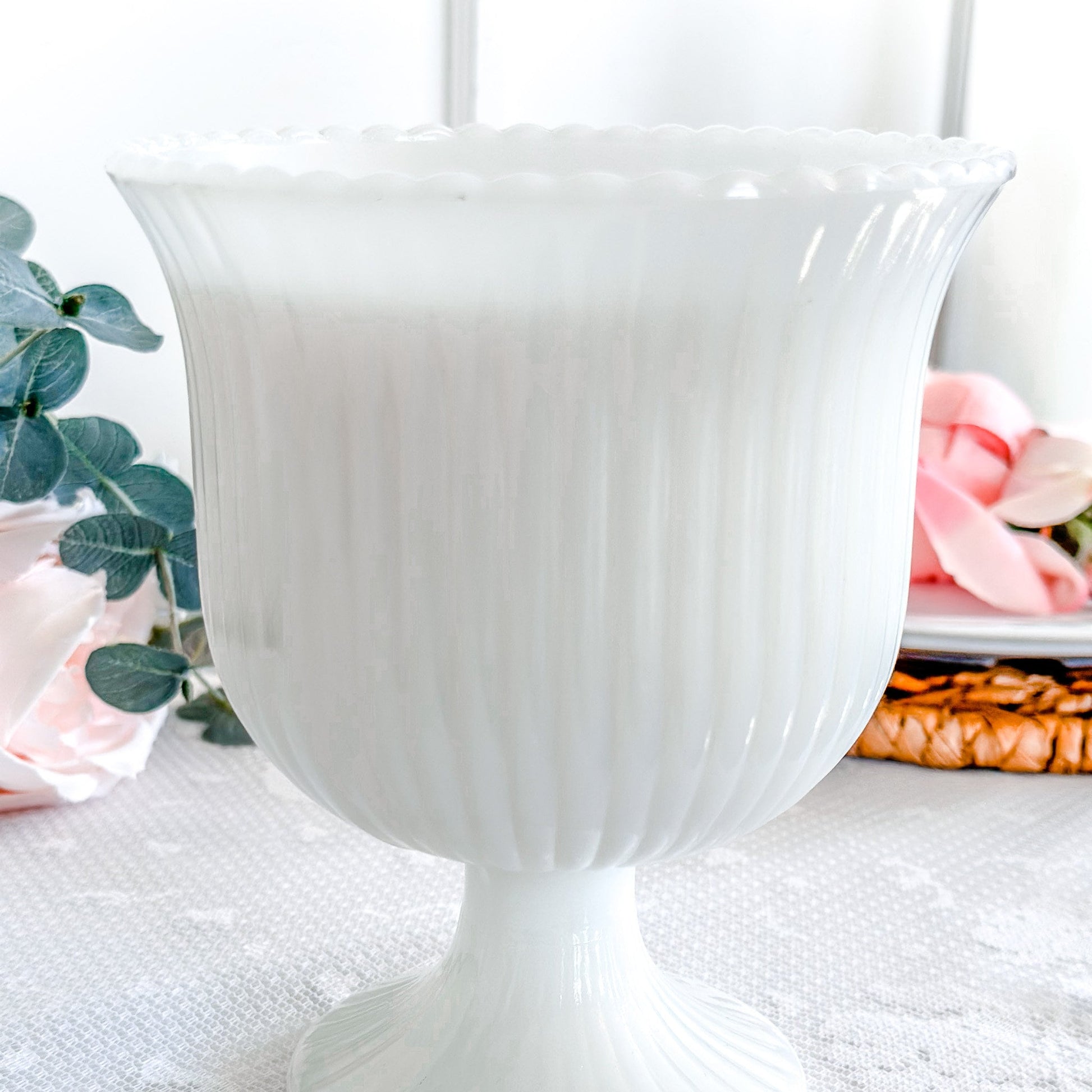 Hand-Poured Vintage Milk Glass Candle