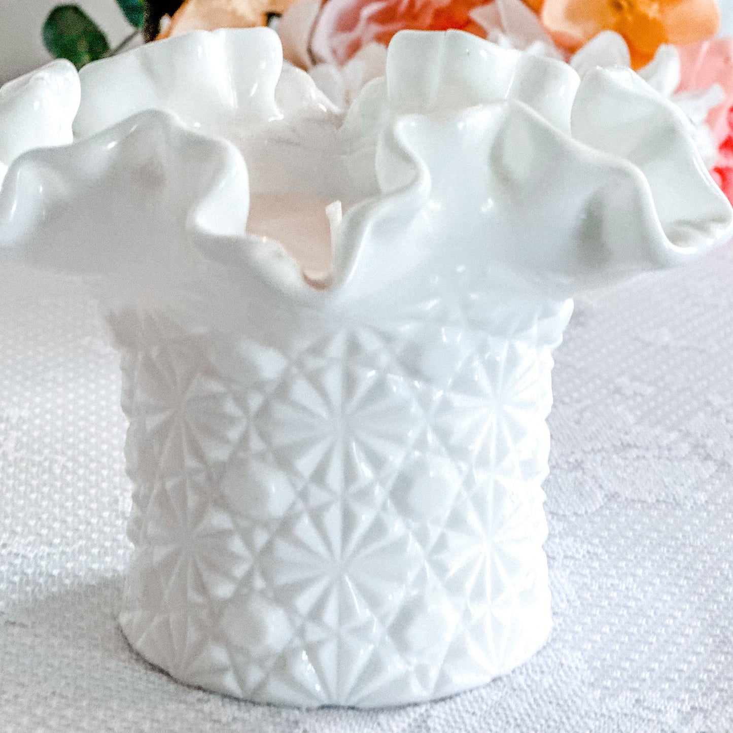 Vintage Wild Pear & Honey Soy Candle in Fenton Milk Glass Top Hat
