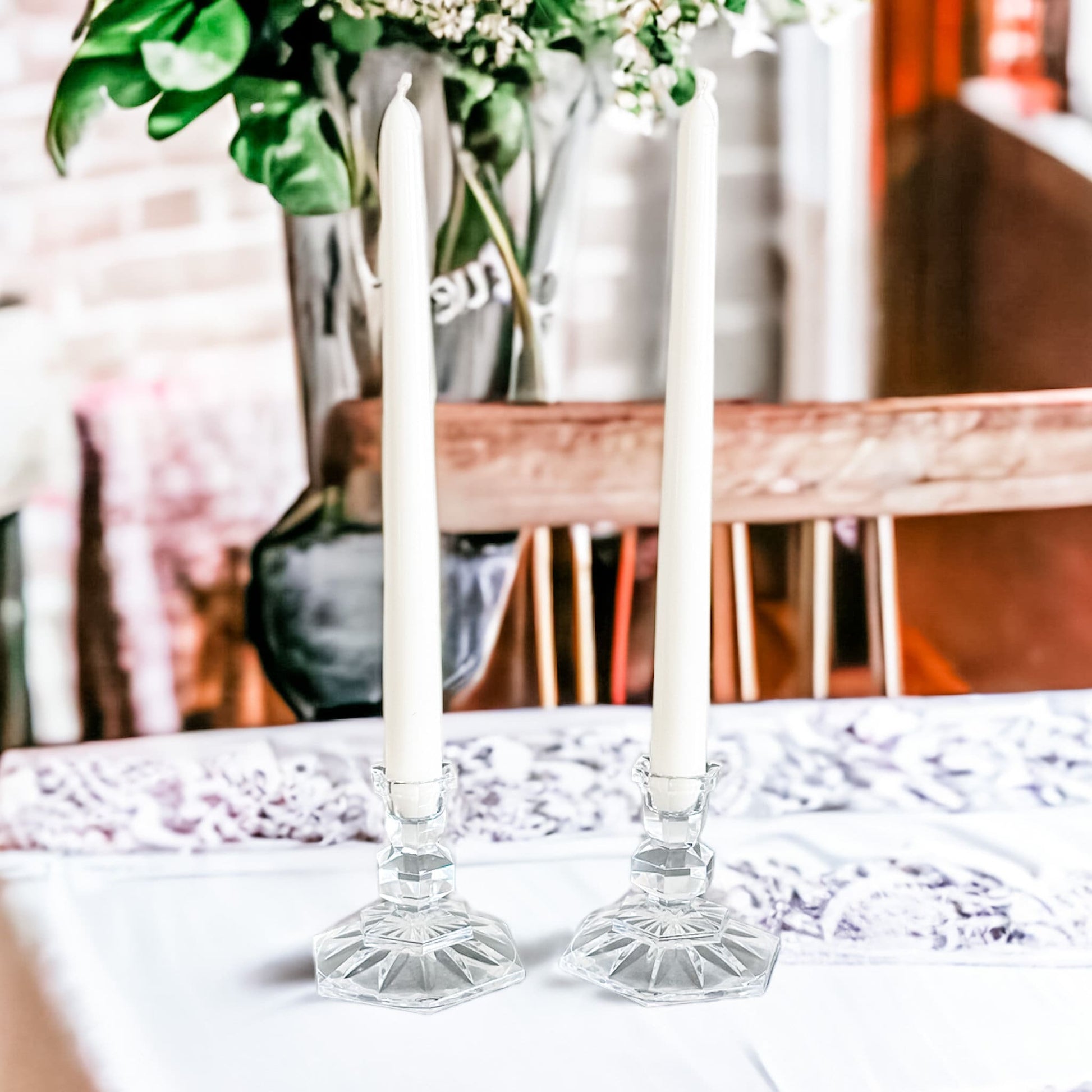 Candle Holder, Glass Candlesticks, Vintage Decor, Wedding Gift, Couples Gift