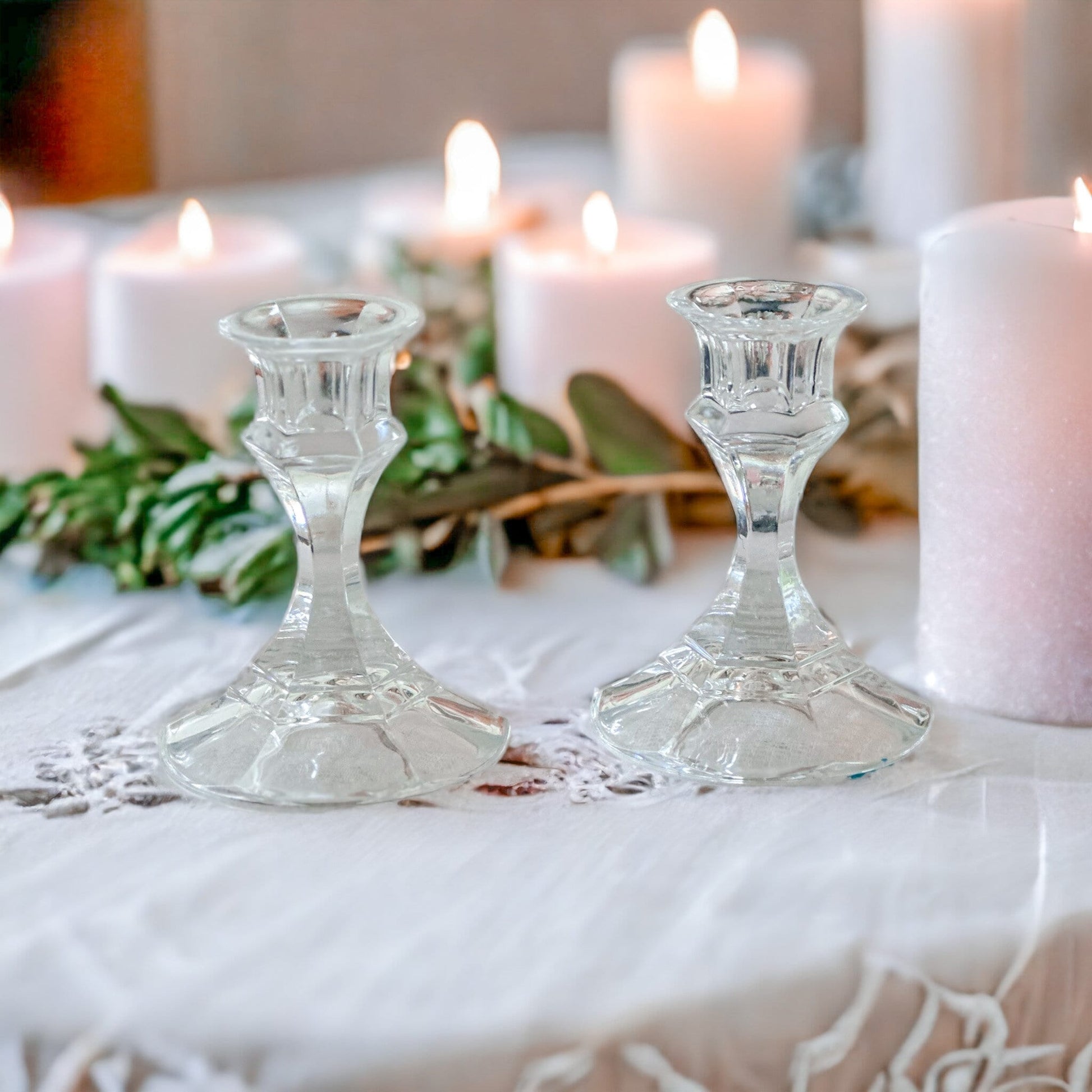 Vintage Lead Crystal Candlestick Holders, Wedding Gift