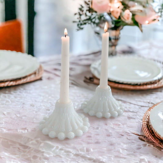 Milk Glass Bubble Candle Holders