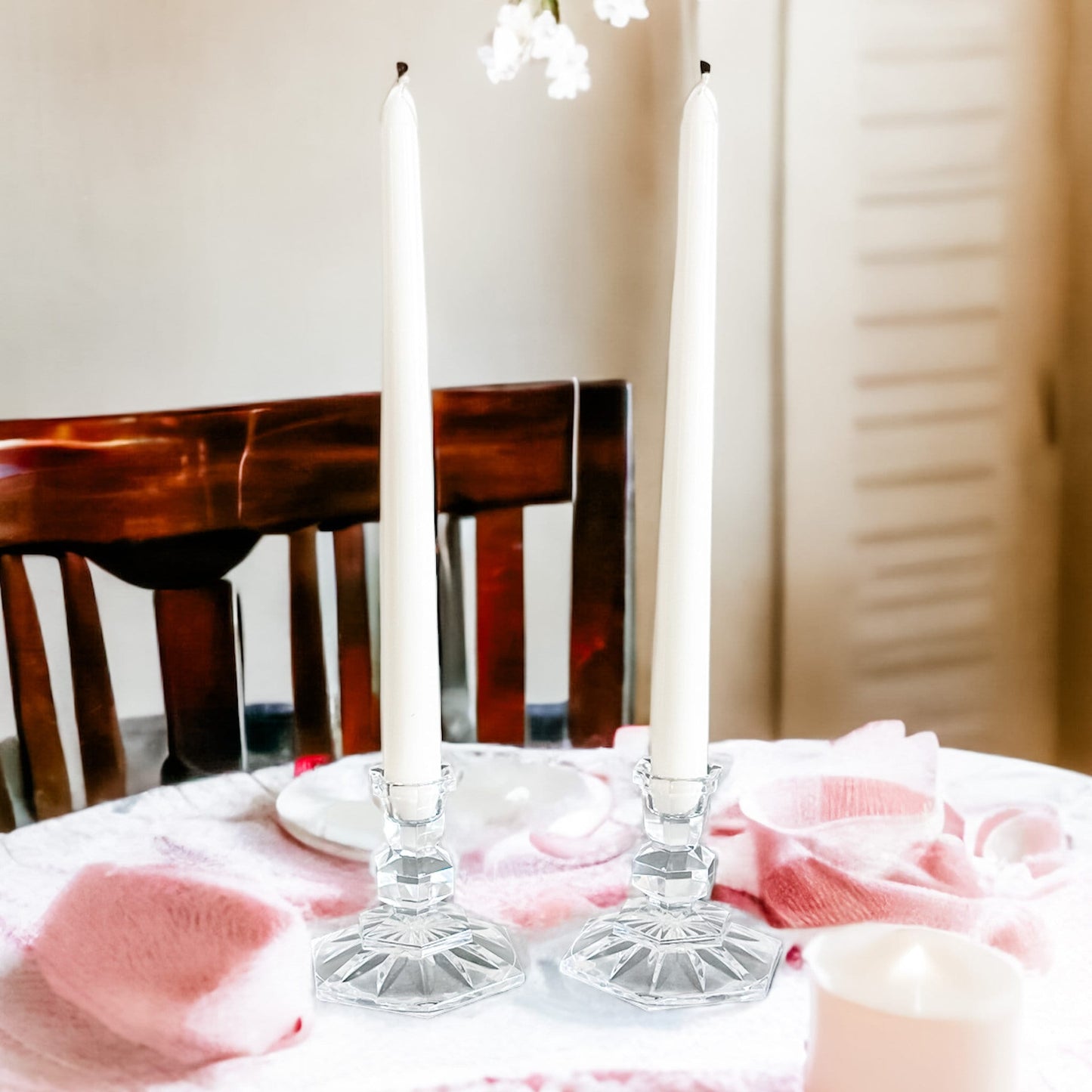 Candle Holder, Glass Candlesticks, Vintage Decor, Wedding Gift, Couples Gift