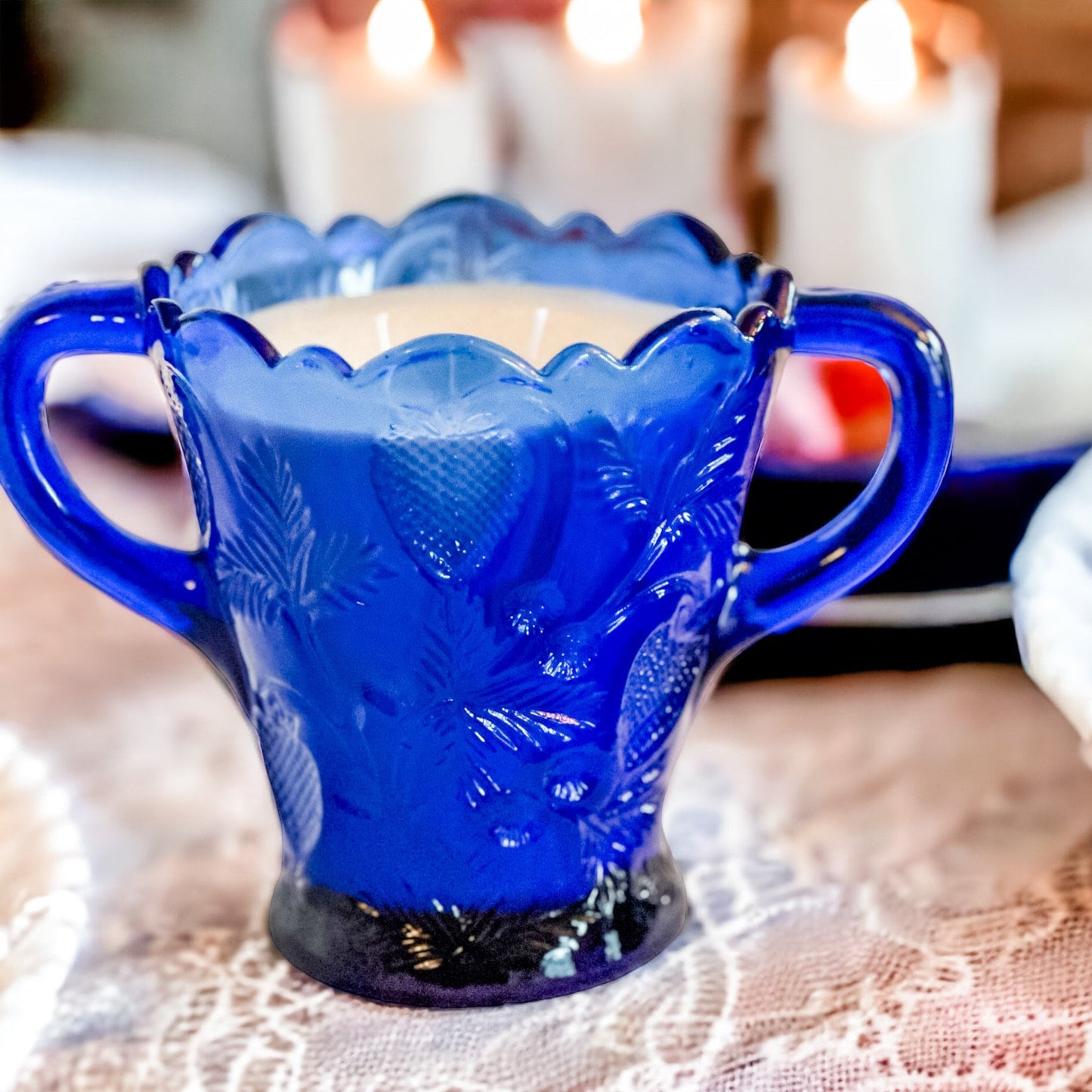 Scented Candle in Vintage Celery Vase