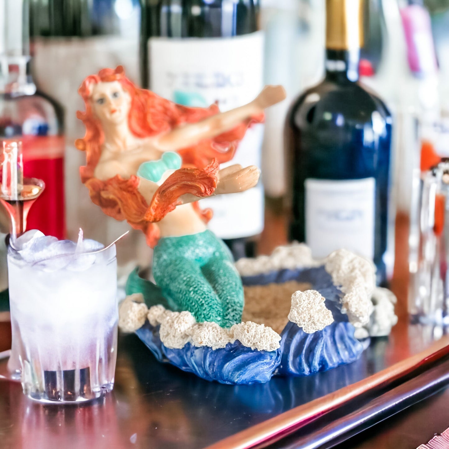 Mermaid Wine Bottle Holder, Bar Cart Decor, Nautical Decor, Housewarming Gift