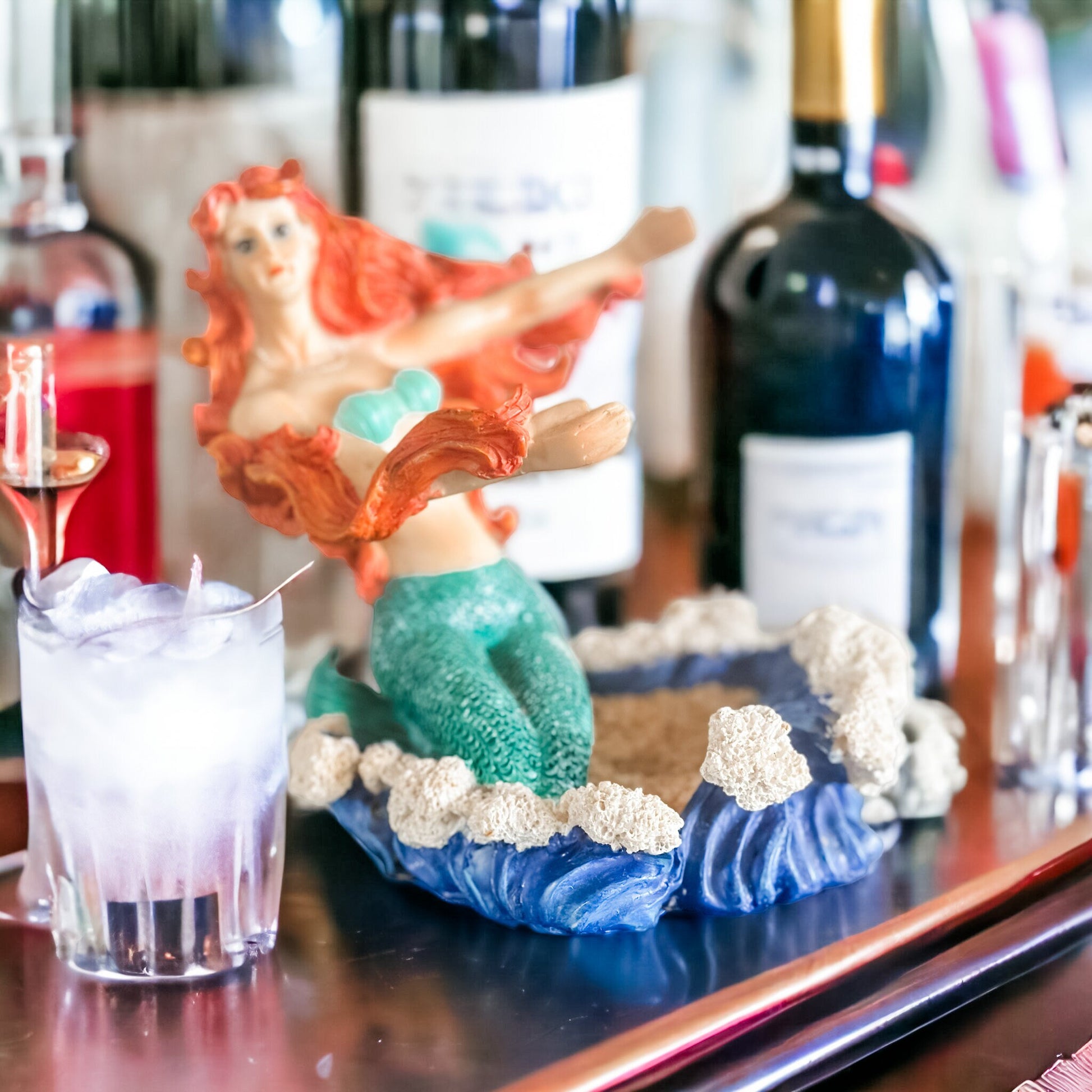 Mermaid Wine Bottle Holder, Bar Cart Decor, Nautical Decor, Housewarming Gift