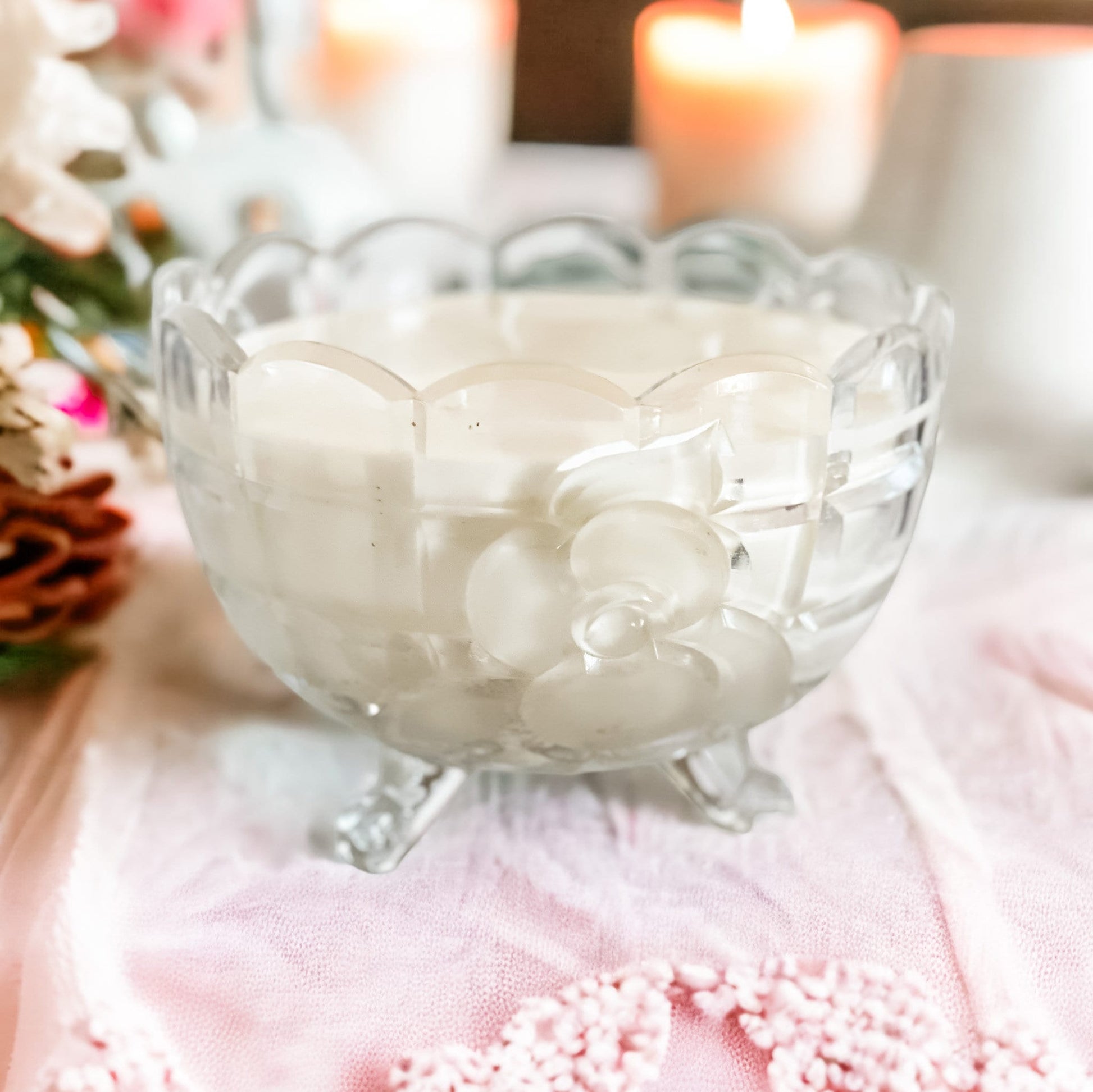 Unique Candle in Vintage Candy Bowl