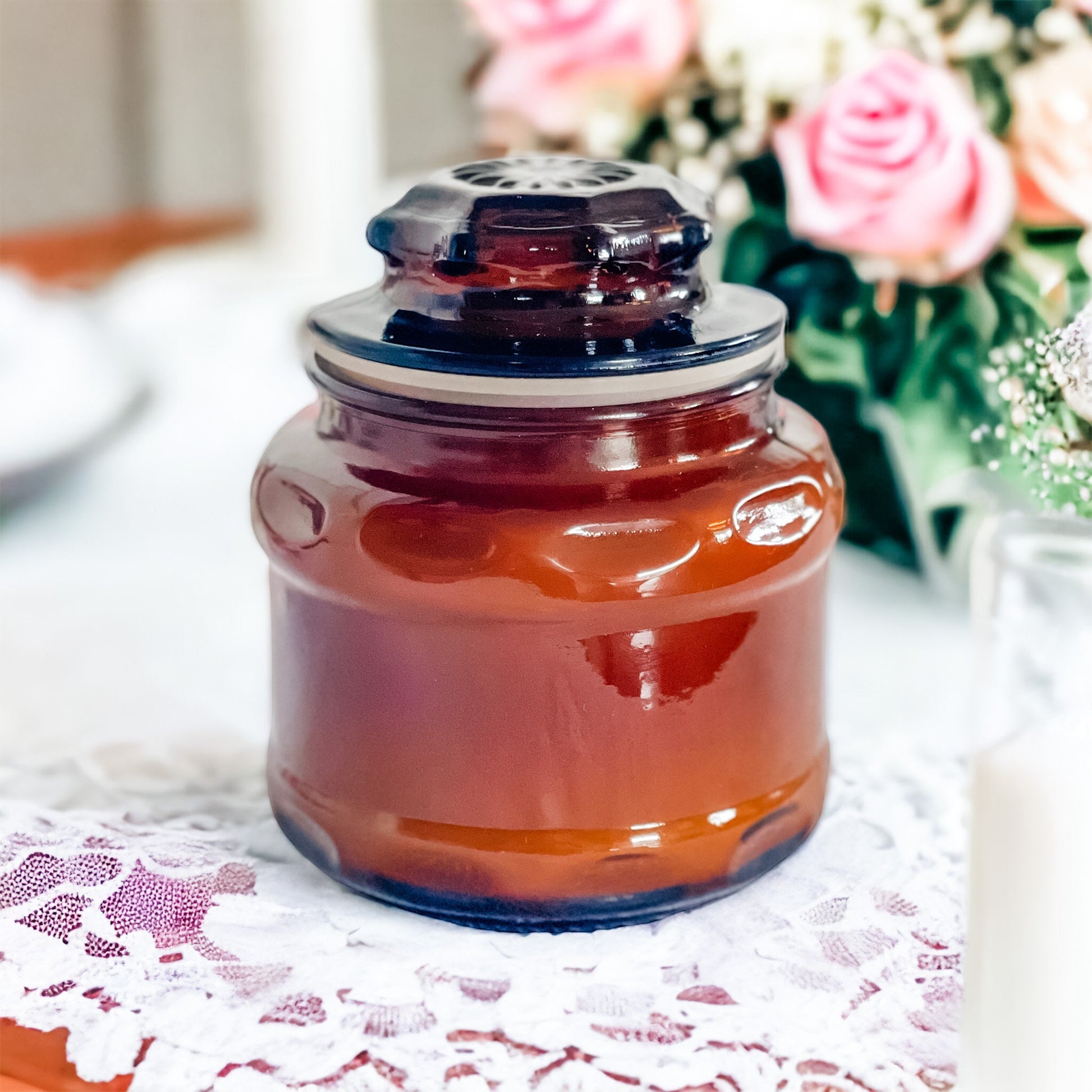 Soy Candle in Vintage Amber Jar