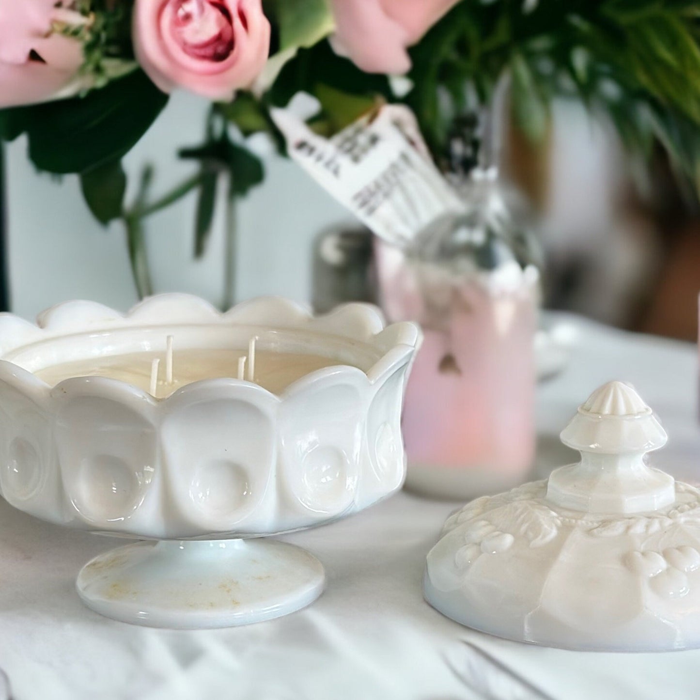 Soy Candle, Milk Glass, Candy Dish, Best Friend Gifts, Wedding Gift