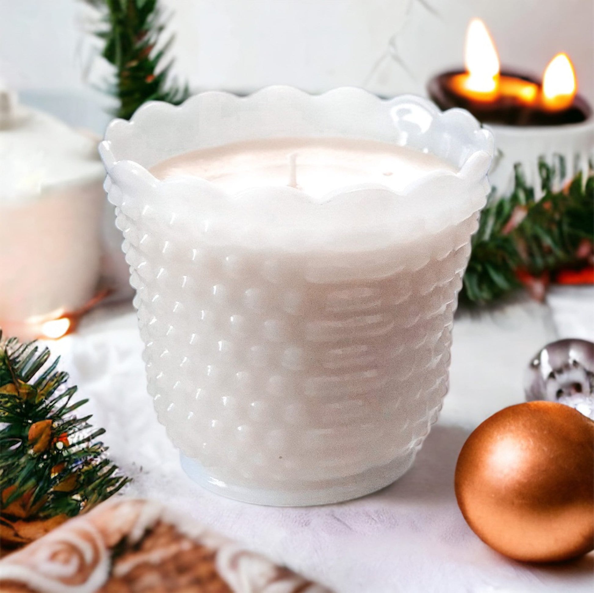 Hand-Poured Vintage Milk Glass Candle
