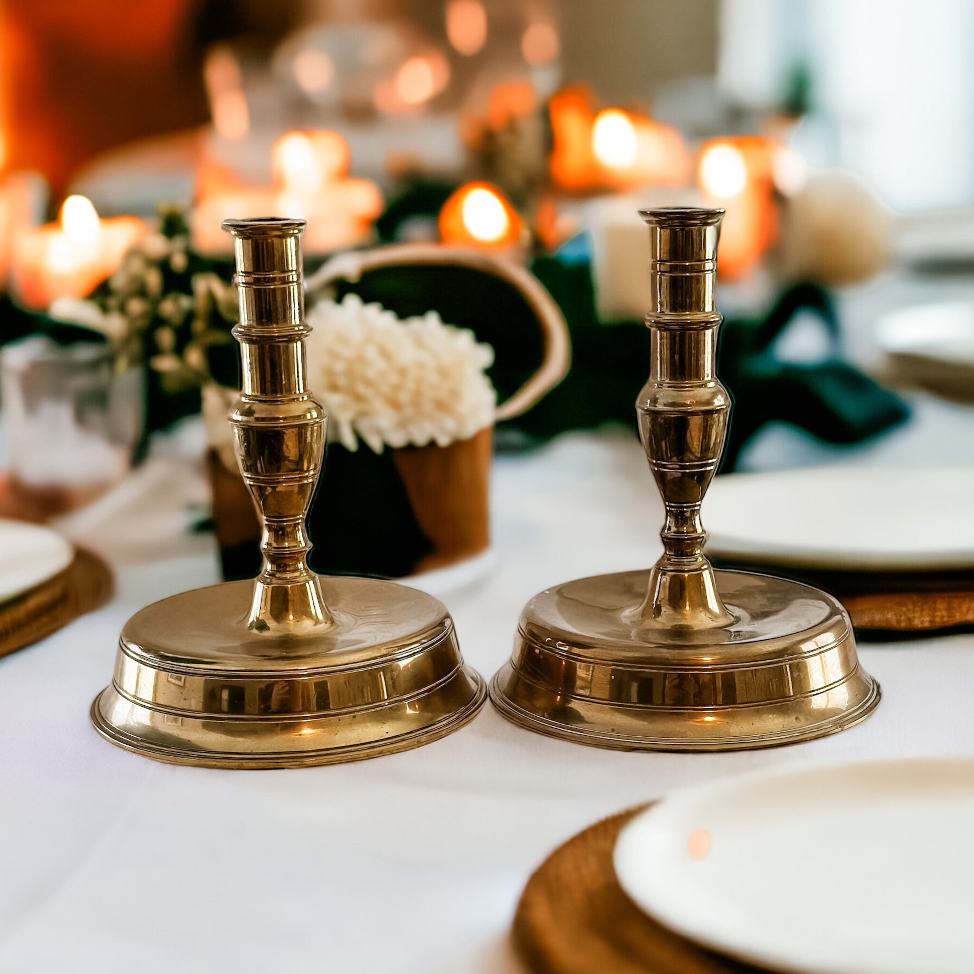 Antique Brass Bell Bottom Candle Holders - Timeless Elegance – RetroWix