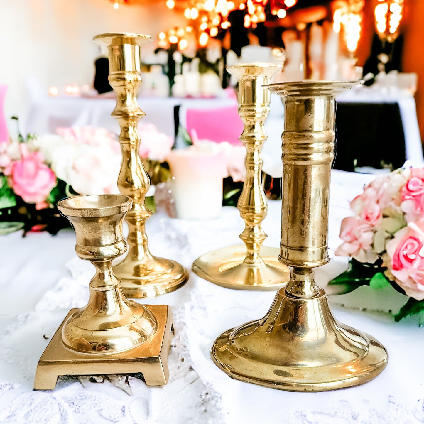 Vintage Brass Candle Holders, Candlesticks, Wedding Gift, Best Friend Gifts