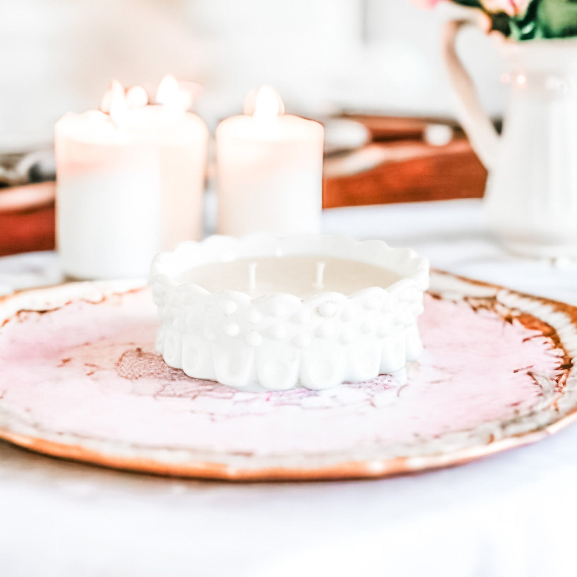 Vintage Satin Milk Glass Candle | Cypress & Bayberry Scent