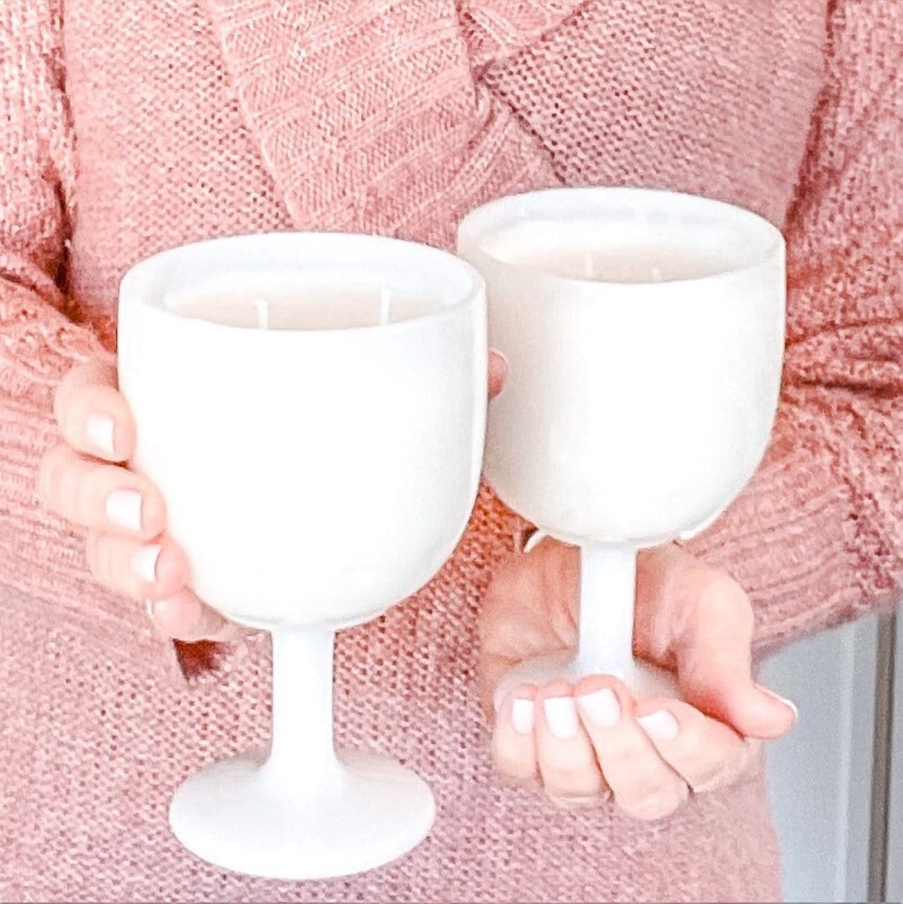 Unique Candle in Vintage Milk Glass Goblets