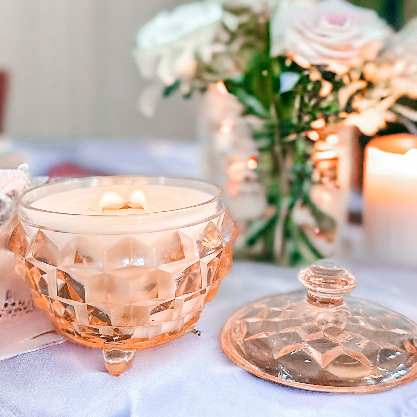 Hand Poured Candle, Scented Candle, Vintage Glass, Best Friend Gifts