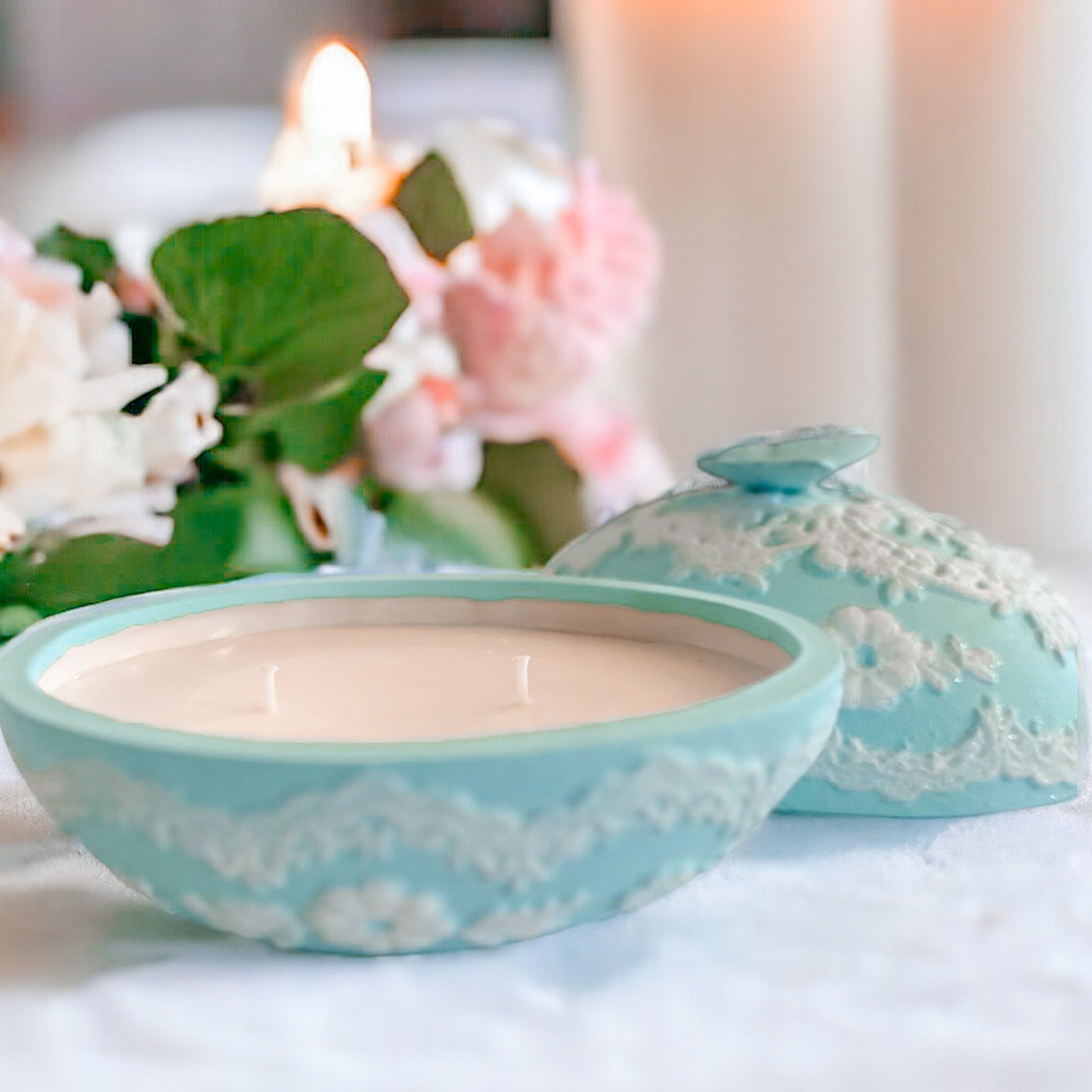 Vintage Jeanette Glass Bowl Candle | Moonflower & Sea Salt Orchid